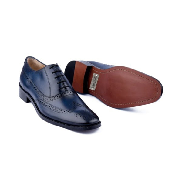 Wingtip Derby Navy Italian Luxury Men Shoes