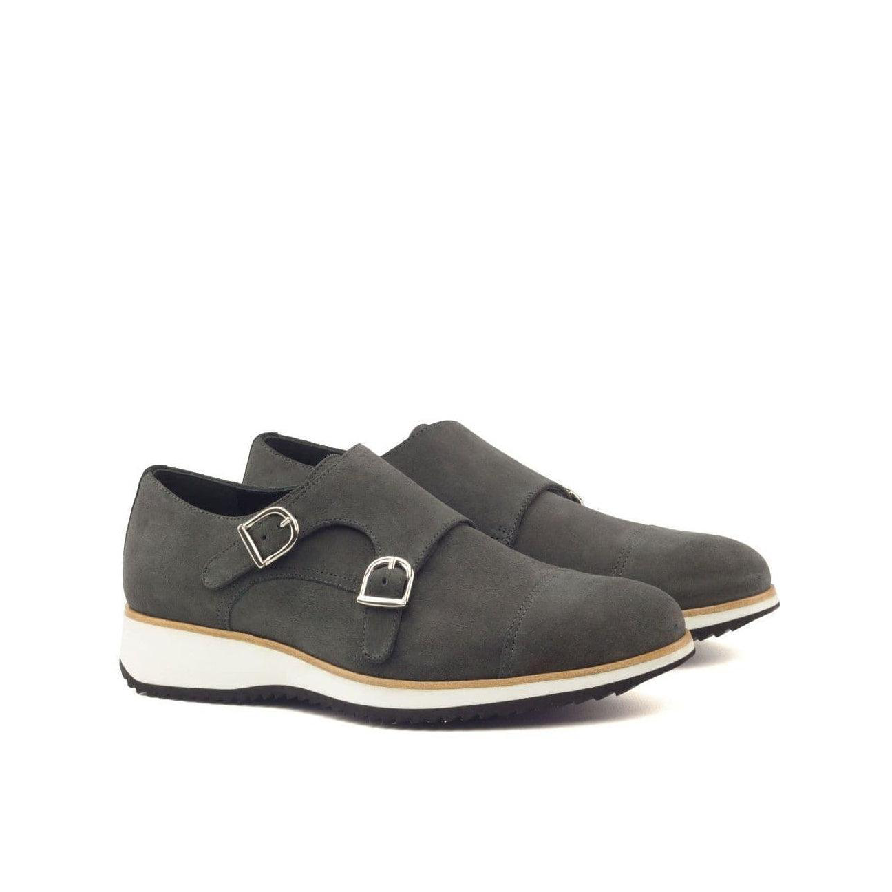 Stately Straps Double Monk Shoe Grey