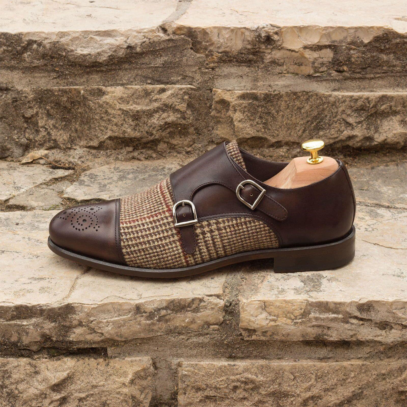Grandeur Grasp Double Monk Shoe Brown