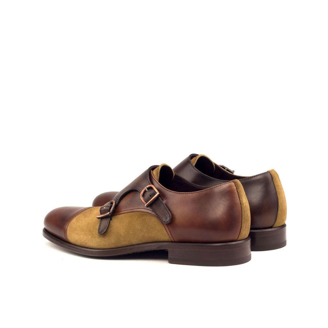 Polished Pair Double Monk Shoe Dark Brown