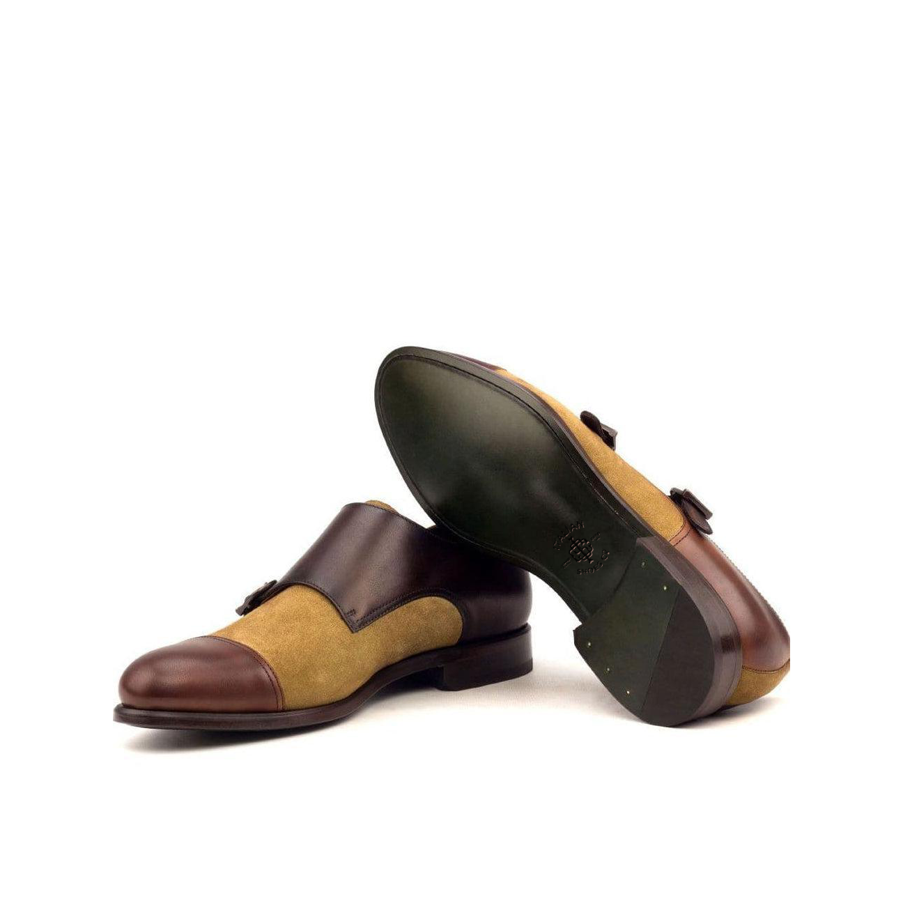 Polished Pair Double Monk Shoe Dark Brown