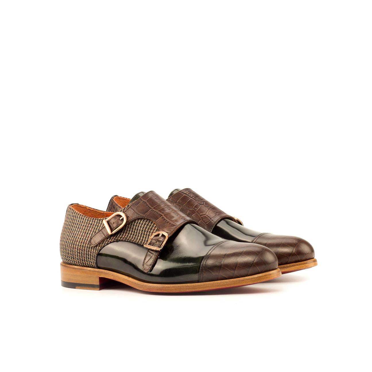 Suave Synthesis Double Monk Shoe Dark Brown