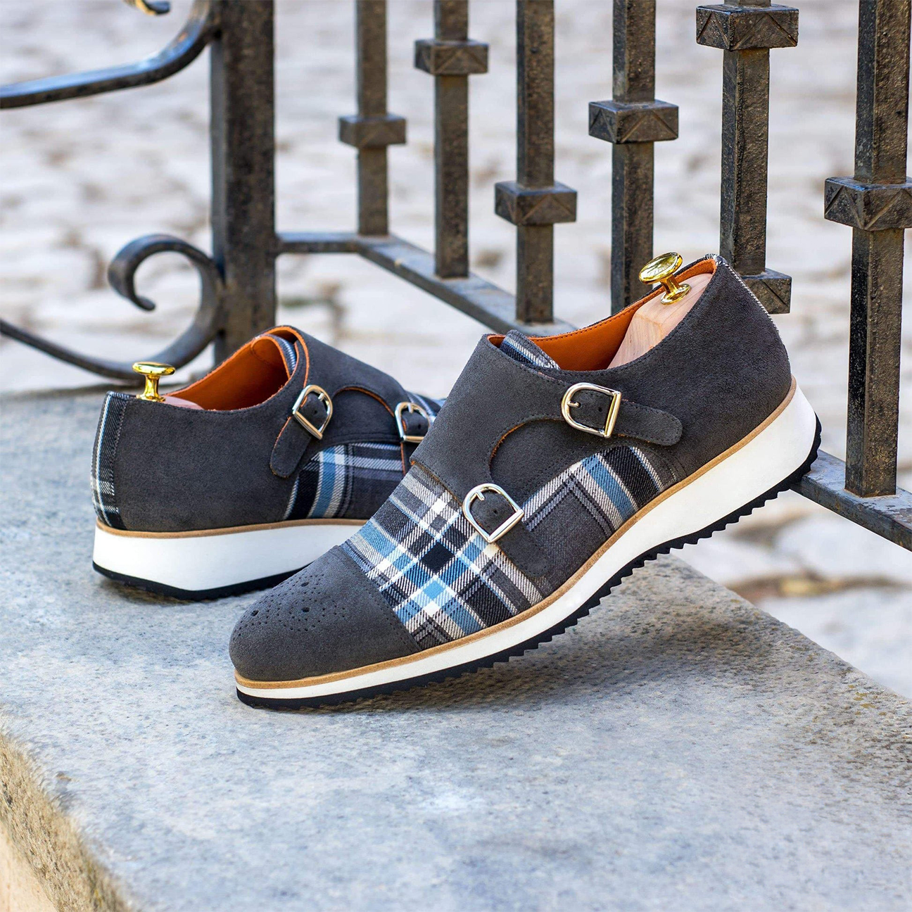 Snazzy Siblings Double Monk Shoe Grey