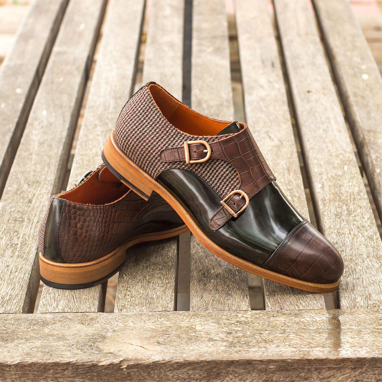 Renaissance Replicas Double Monk Shoe Dark Brown