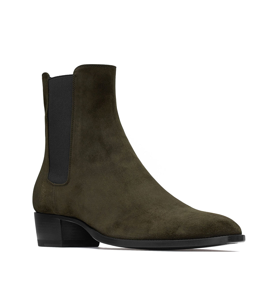 Olive leather Ankle Boots