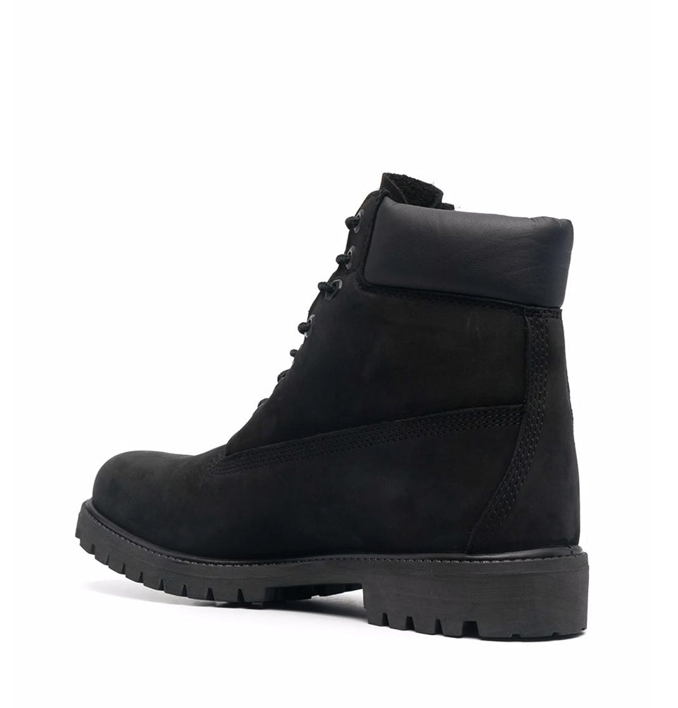 Black Suede Lace-Up Leather Boots