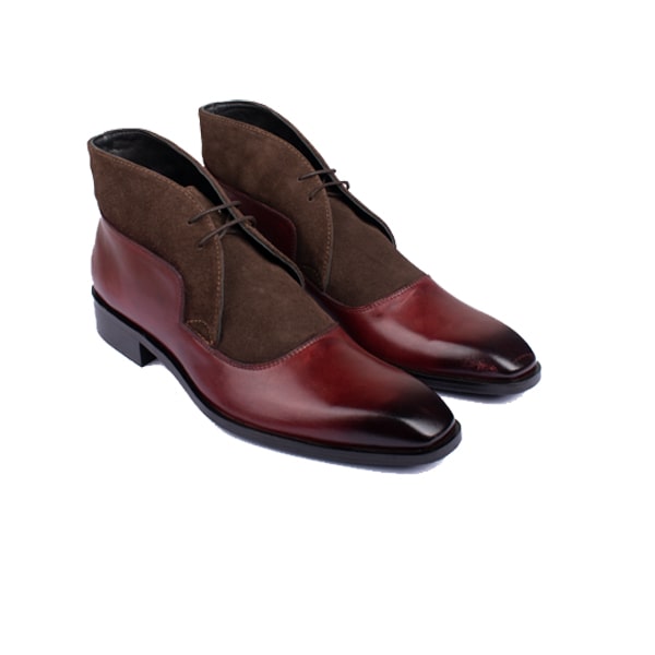 Derby Ankle Burgundy Leather Boots