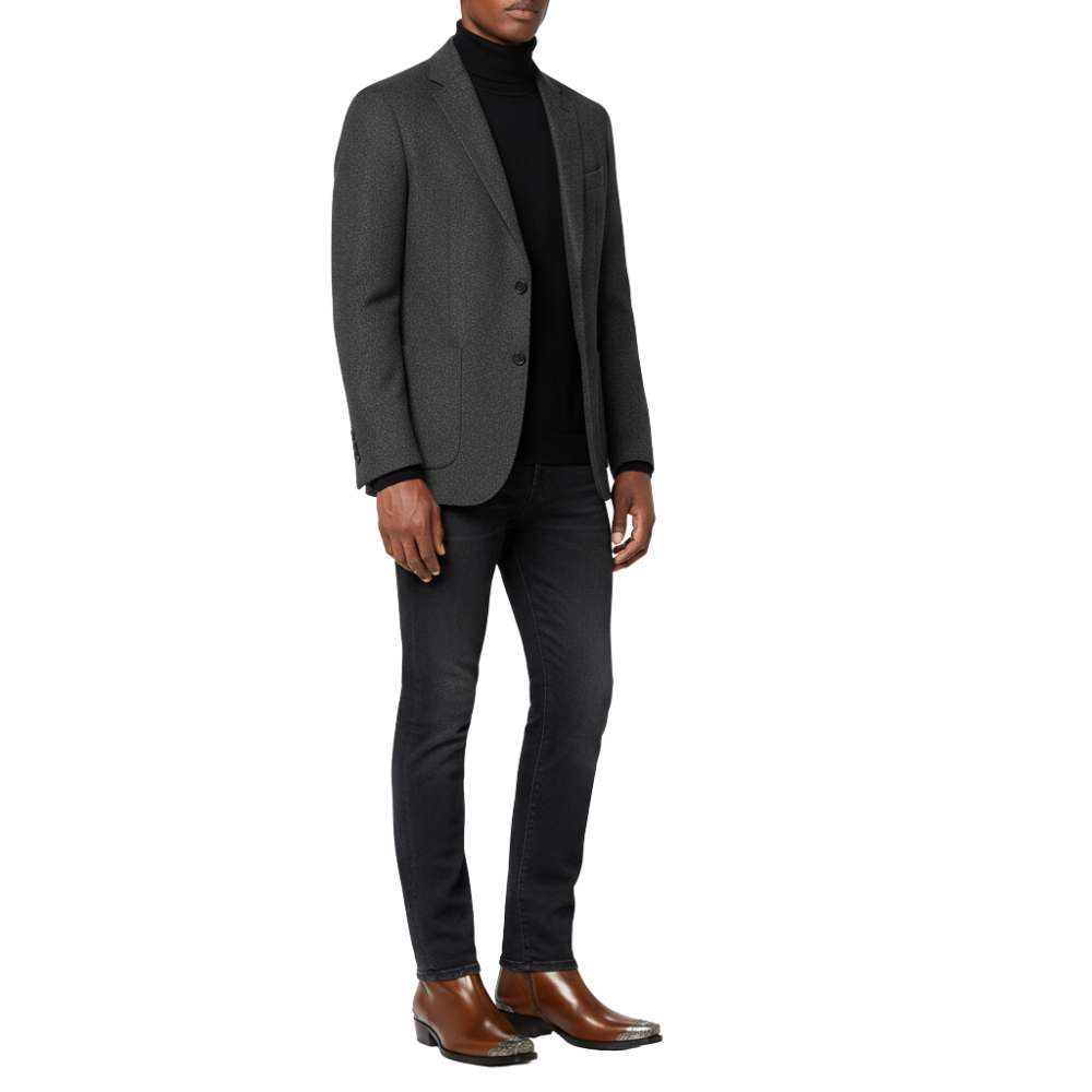 Patent Brown Long Chelsea Boots with Silver Toe