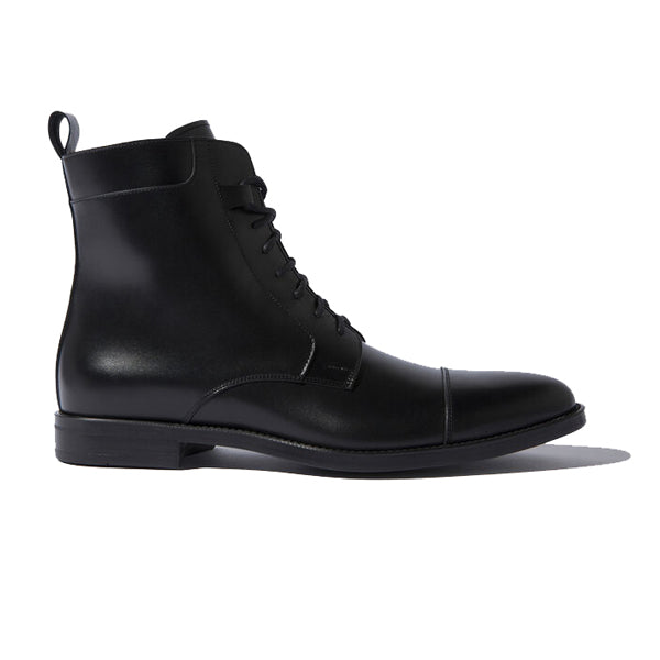 Derby Classy Black Leather High Ankle Boots 674