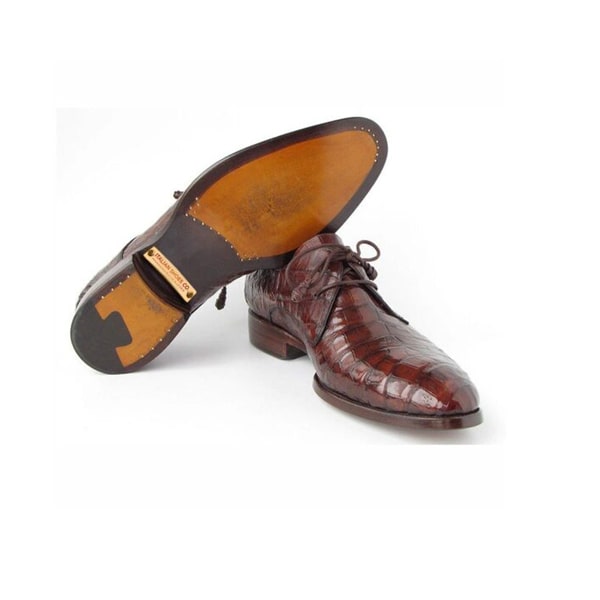 Derby Blucher Genuine Dark Brown Leather Hand polish Shoes