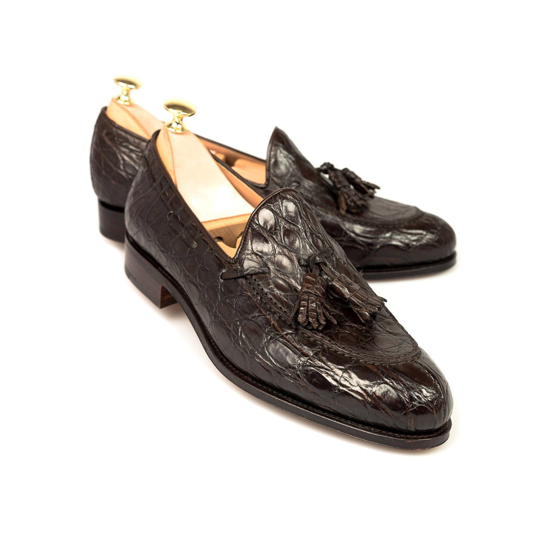 Cocoa Crocodile Tassel Loafer Dark Brown