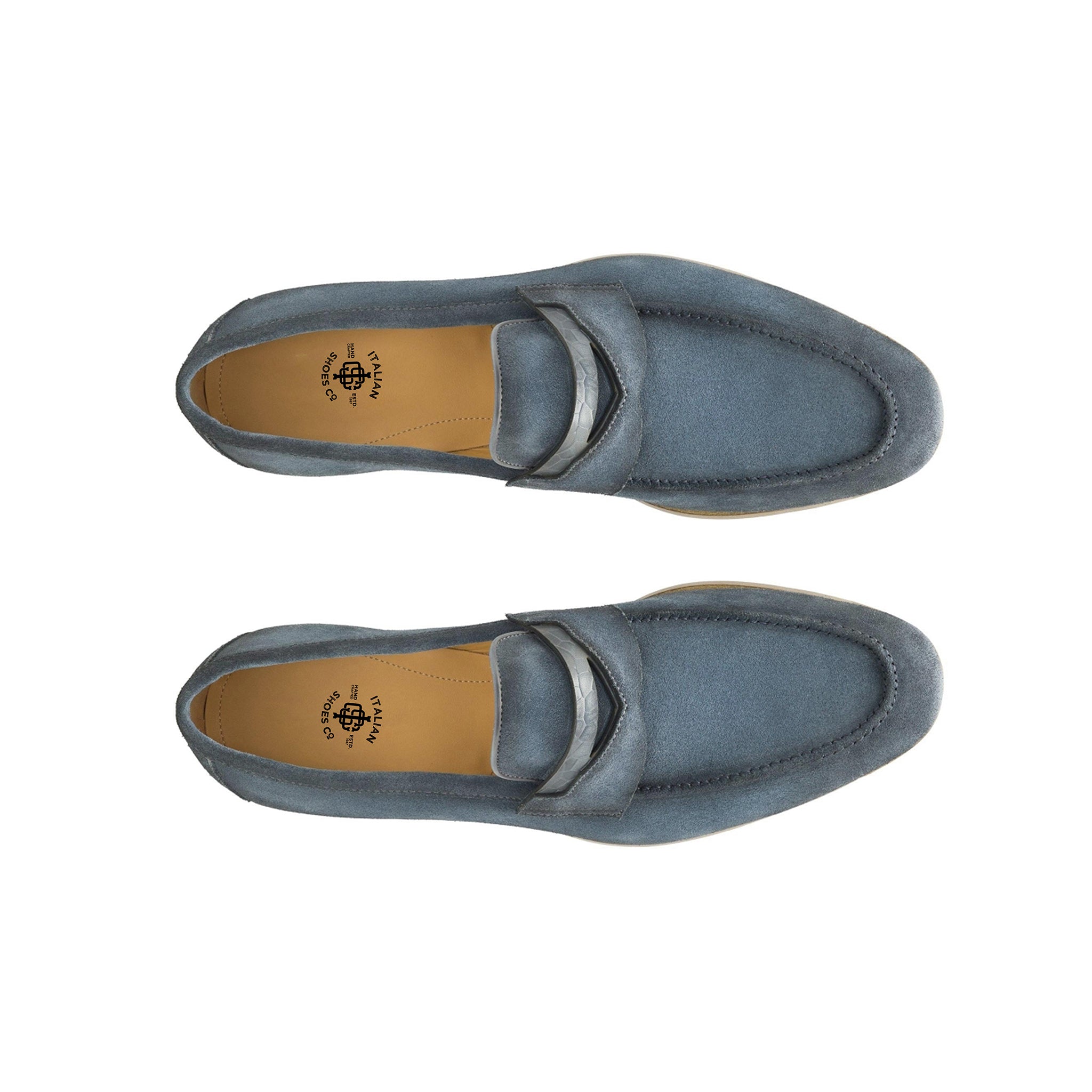 Navy suede Utilizes Classic Penny Loafer
