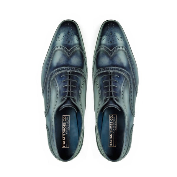 Wingtip Oxford Dark Grey Italian Leather Men Shoes
