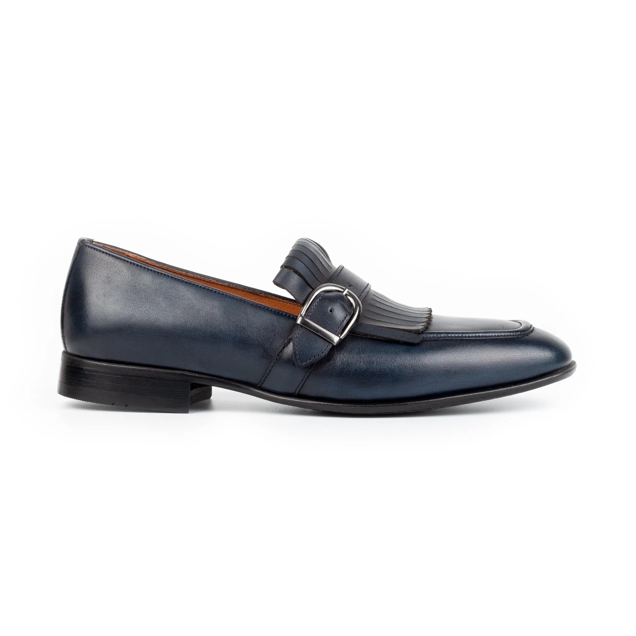 Navy Single Monk Strap Shoes