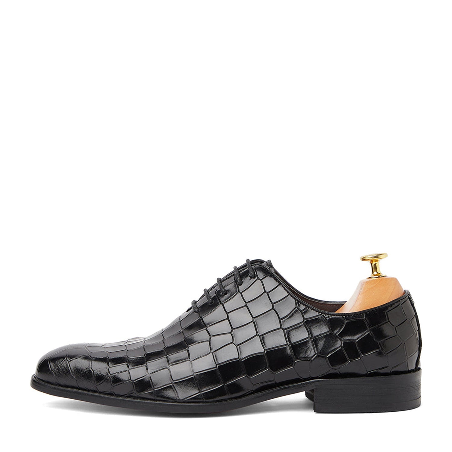 Black Croco British Oxfords Shoes
