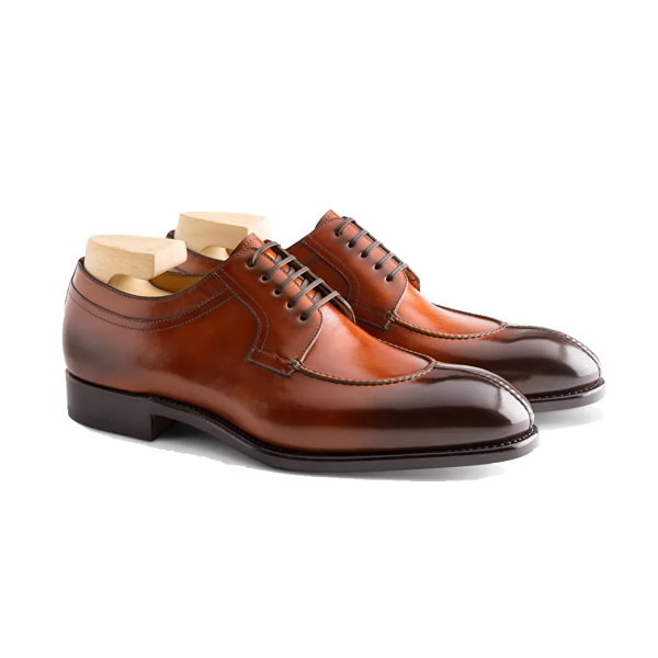 Derby Blucher Brown Leather Luxury Shoes India