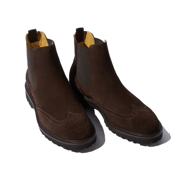 Wingtip High Ankle Dark Brown Suede Boots