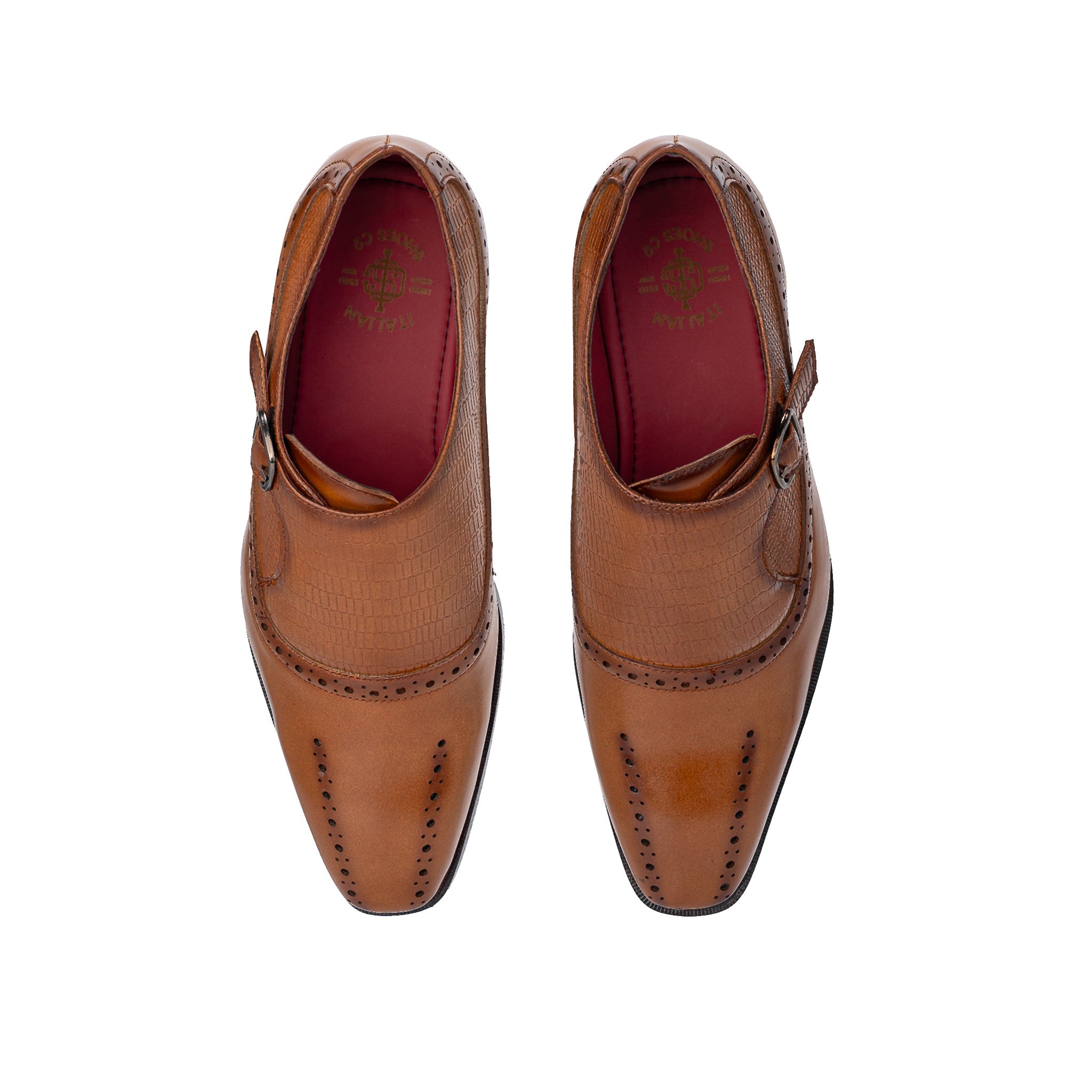 Tan Single Monkstraps Genuine Leather Men's Shoes