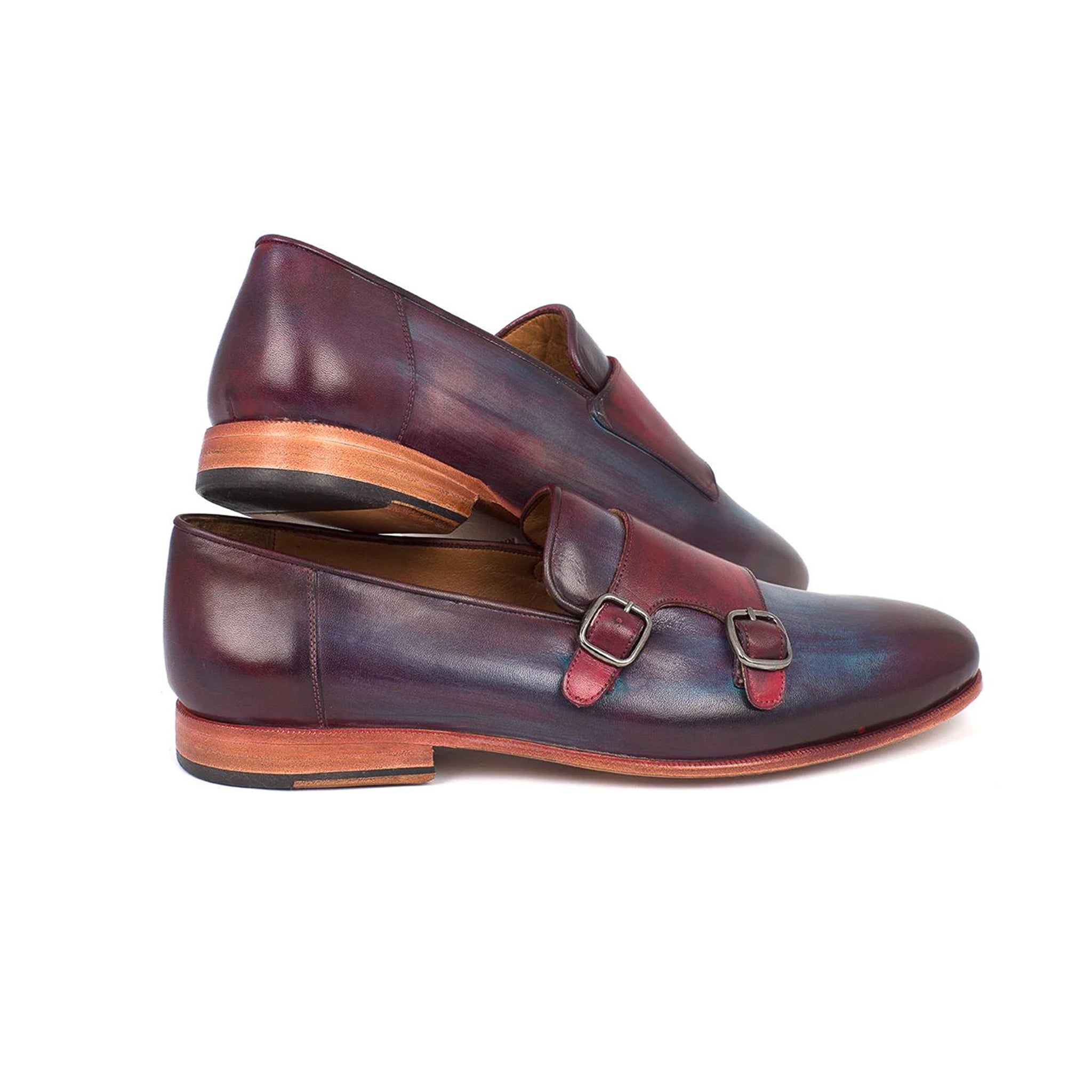 Wine Double Monkstrap Men's Shoes