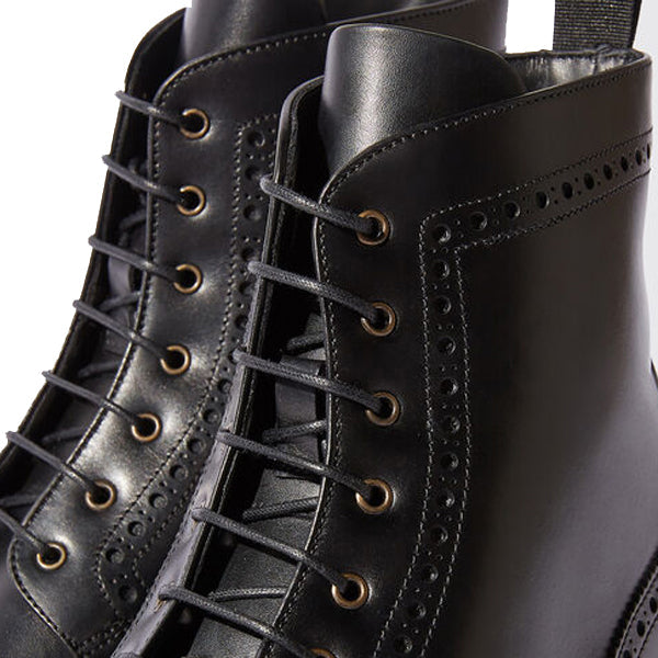 Wingtip High Ankle Black Leather Derby Boots