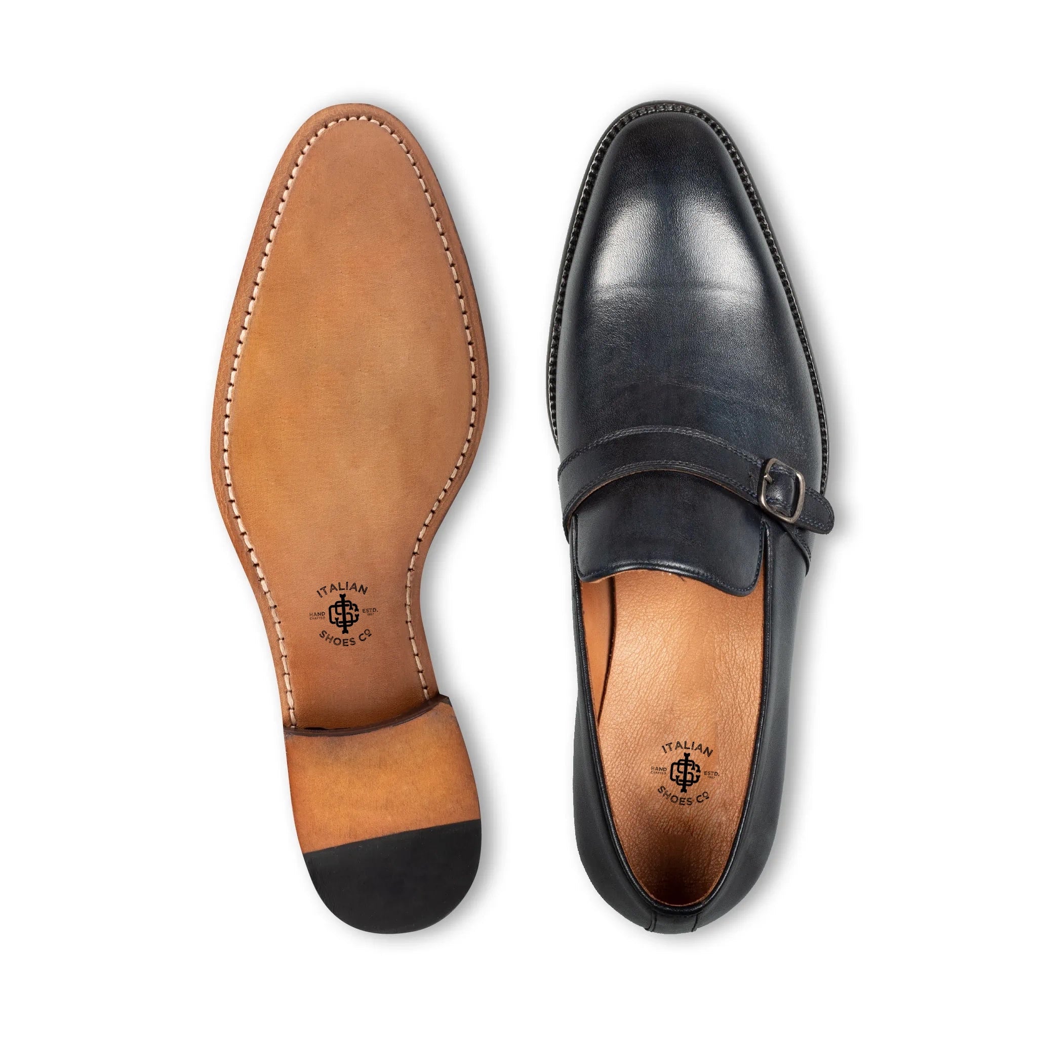 Midnight Single Monk Strap Men's Leather Shoes