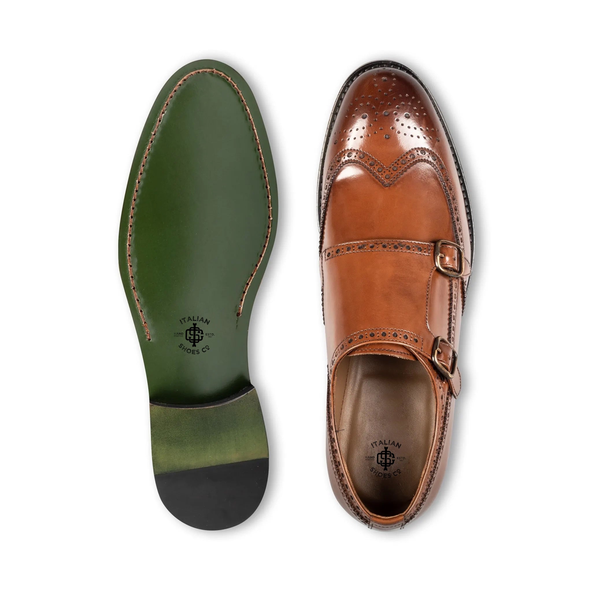 Tan Double Monk Strap Men's Shoes