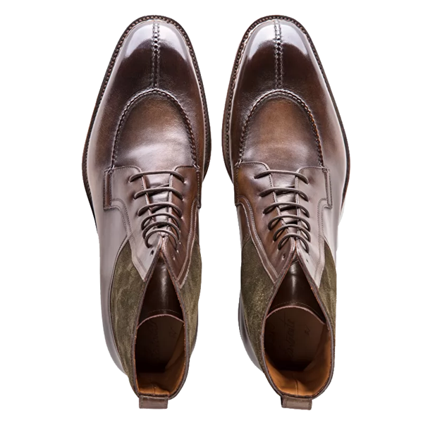 Derby High Ankle Dark Brown Suede Leather Boots