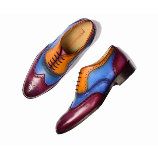 Wingtip Oxford Patina Italian Leather Shoes