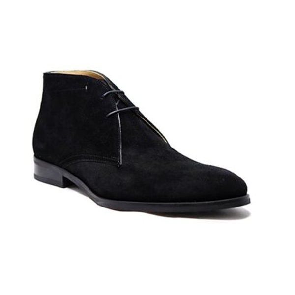 Derby Suede Chukka Boots In Black Leather