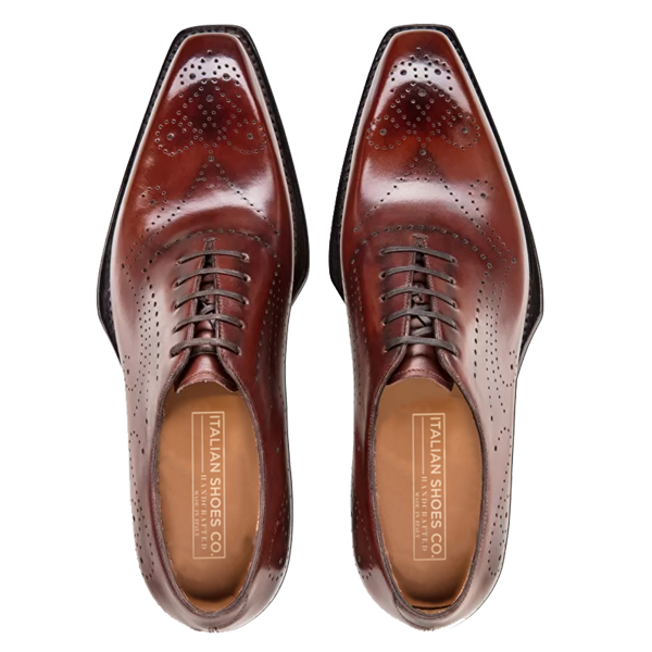 Oxford Dark Brown Leather Shoes In Pure Italian Leather