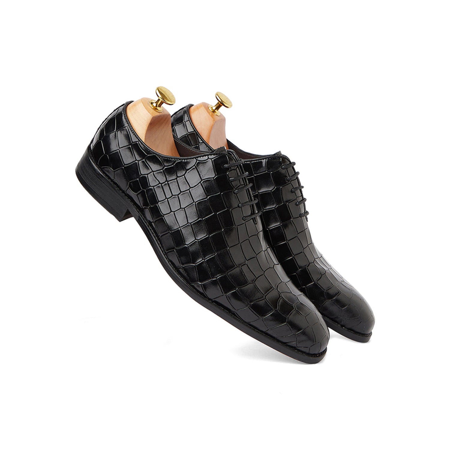 Black Croco British Oxfords Shoes