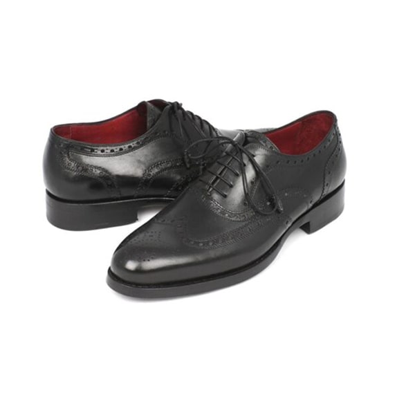 Wingtip Oxford Round Toe Black Italian Leather Shoes
