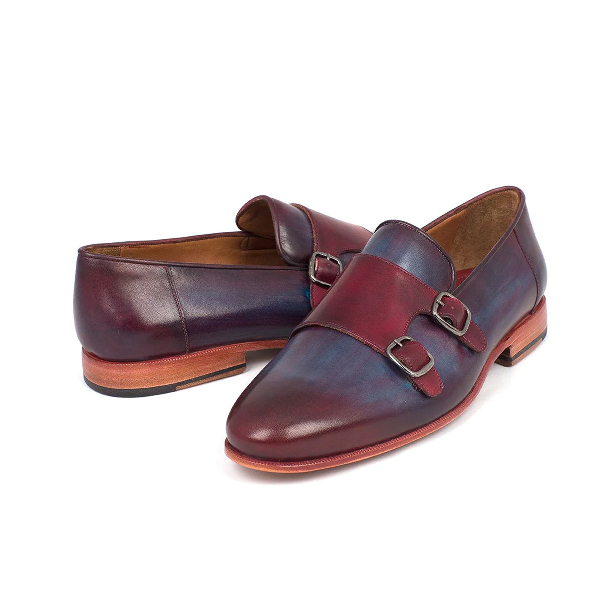 Wine Double Monkstrap Men's Shoes