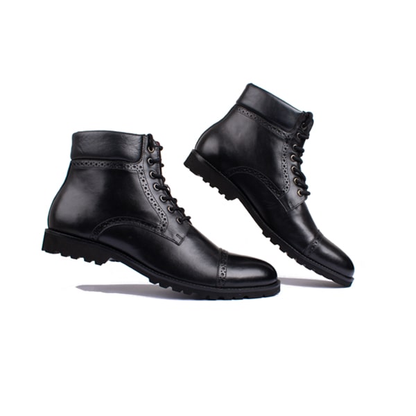 Wingtip High Ankle Matt Black Boots