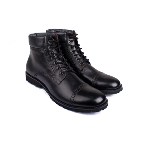 Wingtip High Ankle Matt Black Boots