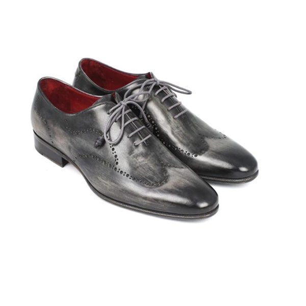 Wingtip Oxford Italian Men Shoes with Grey Leather