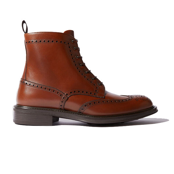 Wingtip Brown Leather High Ankle Derby Boots 687