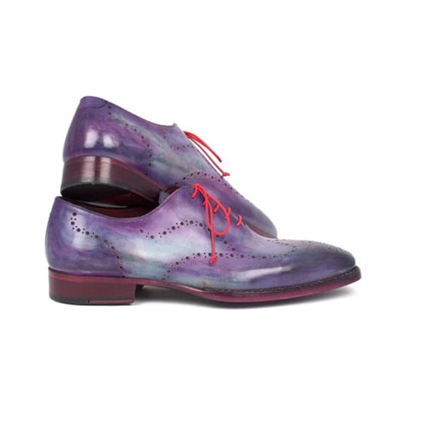 Wingtip Oxford Italian Leather Shoes with Red Laces