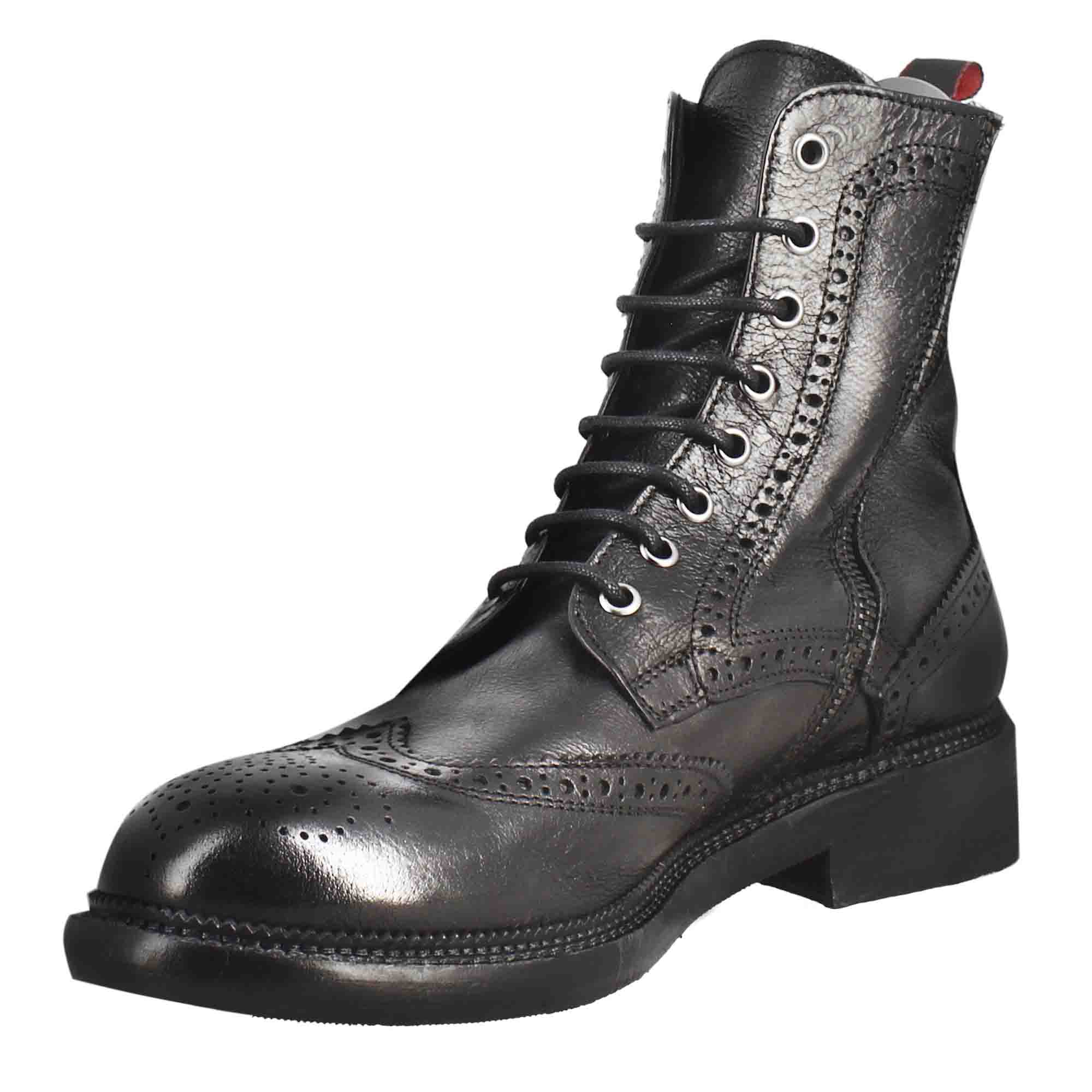 Black Washed Leather Boots