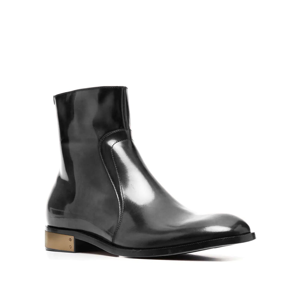 Waxed Leather Ankle Boots
