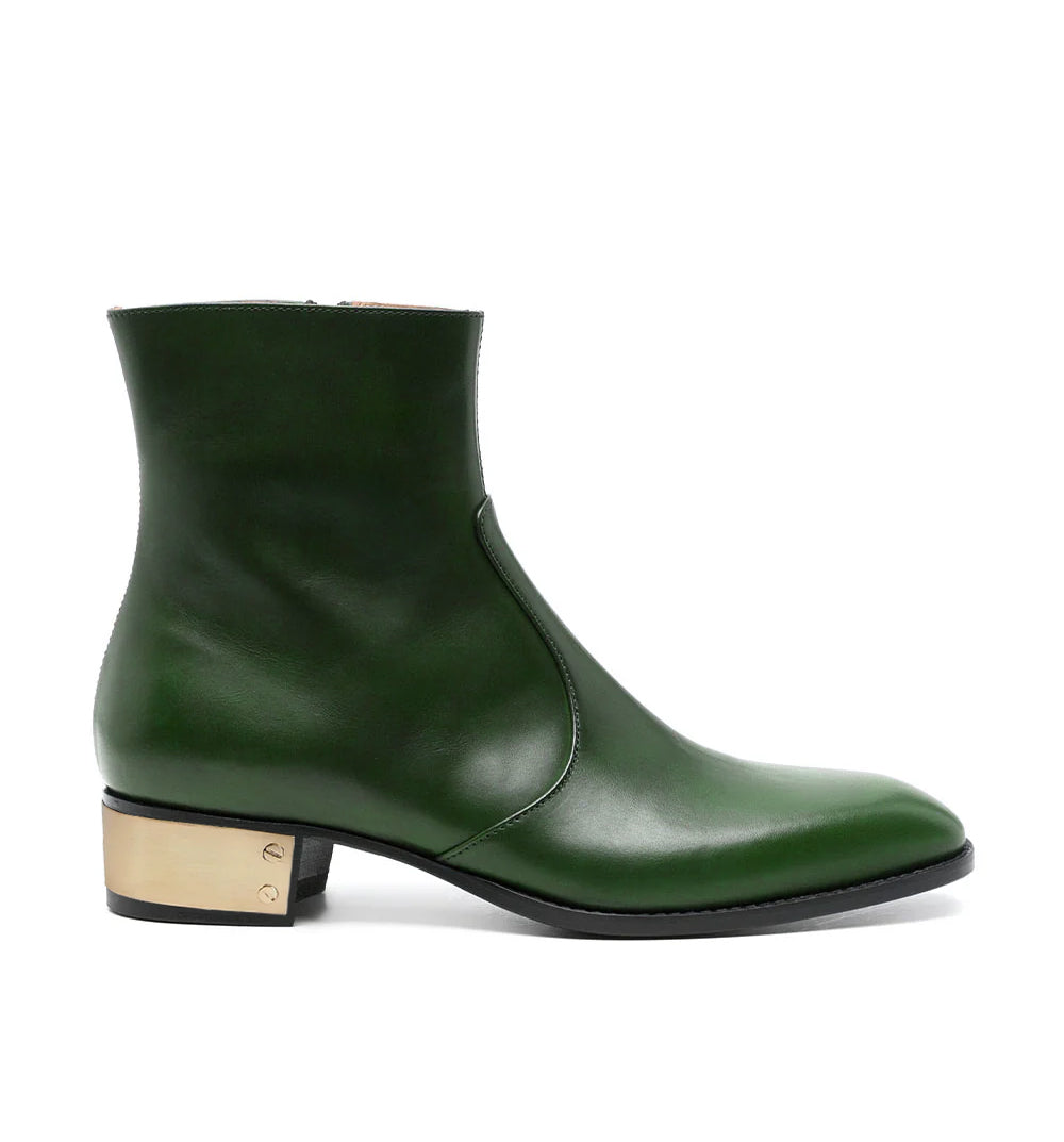 Ludhovic Green Leather Ankle Boots