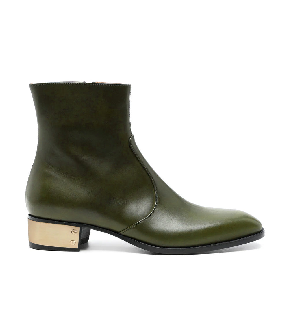 Ludhovic Olive Leather Ankle Boots