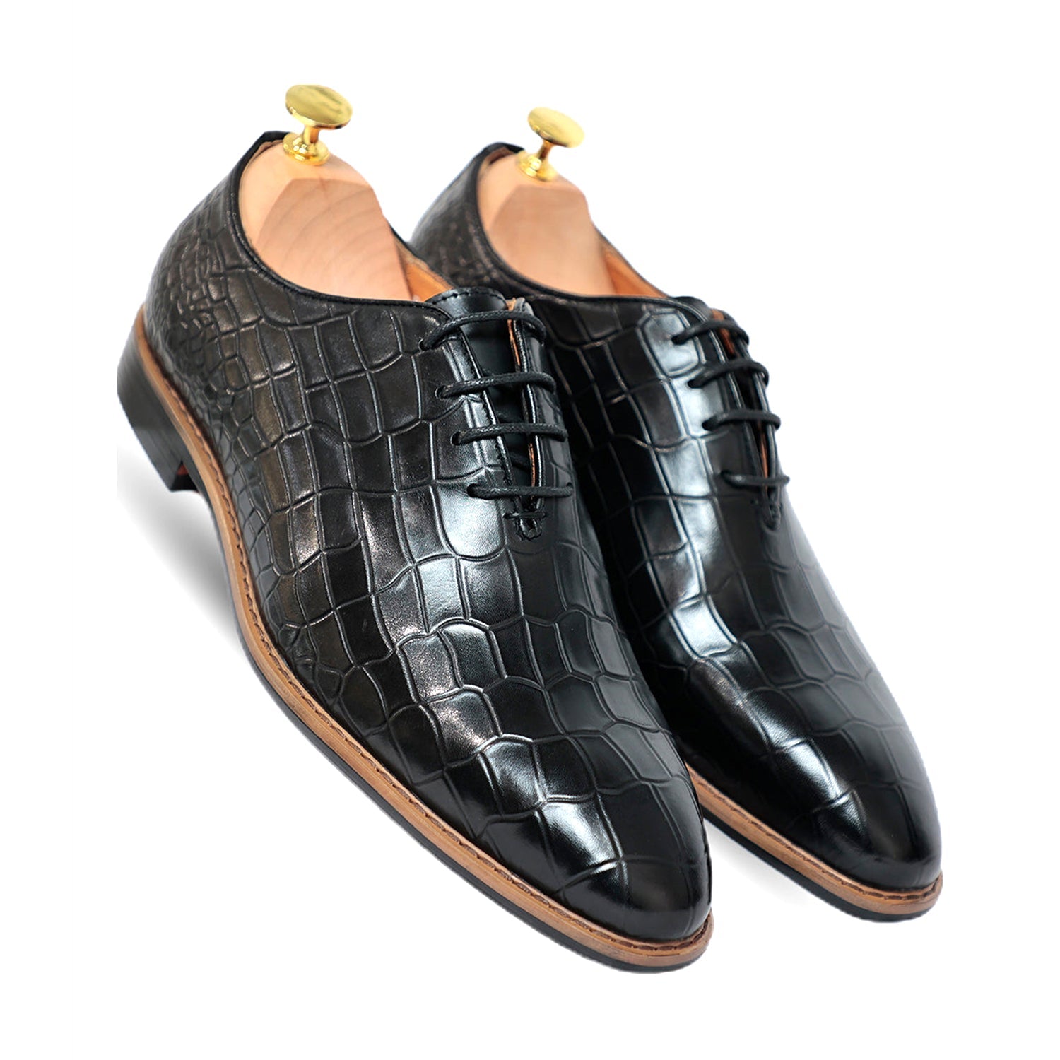 Croco Leather Oxford Shoes For Men