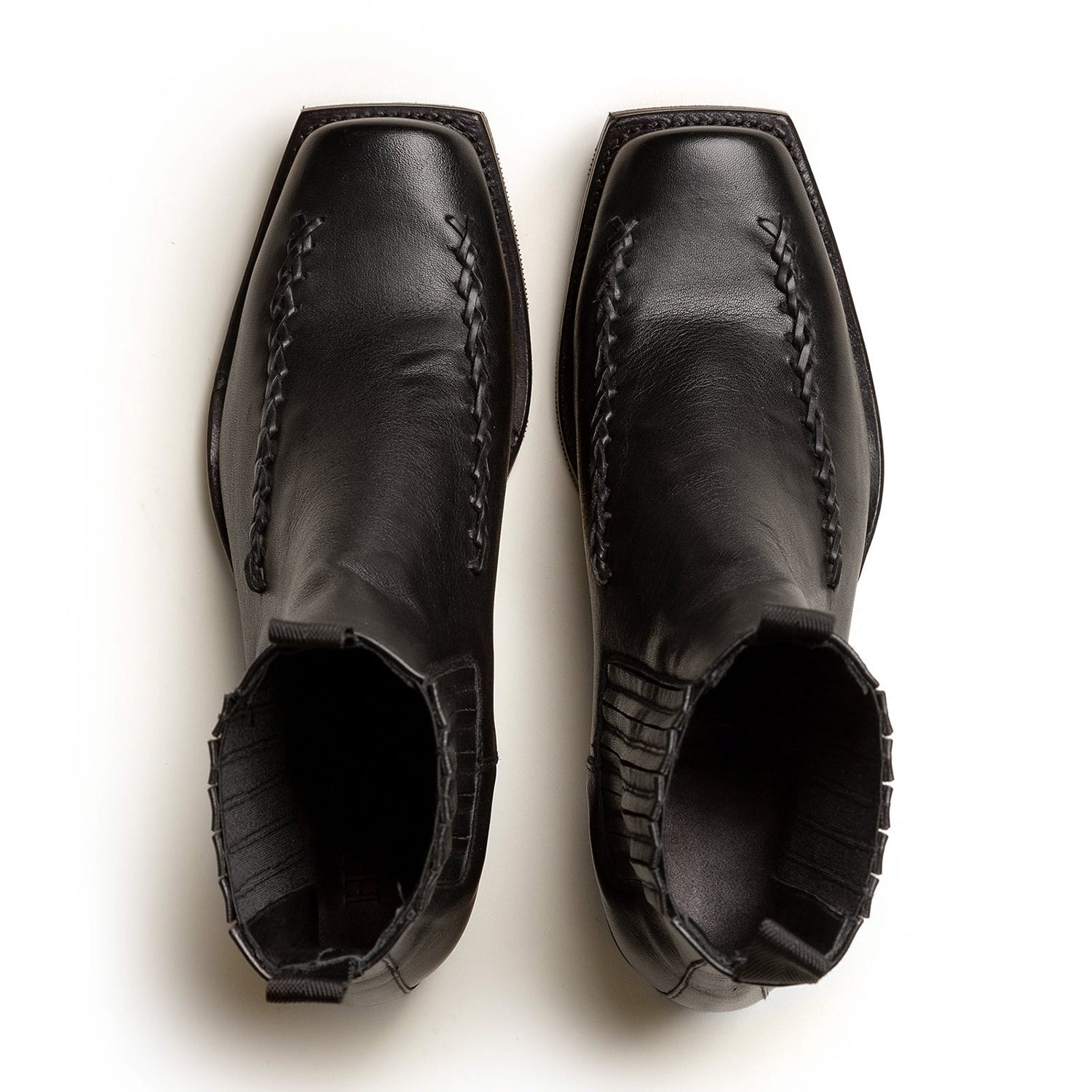 Men's Square-Toe Brown Braided Detail Chelsea Boot