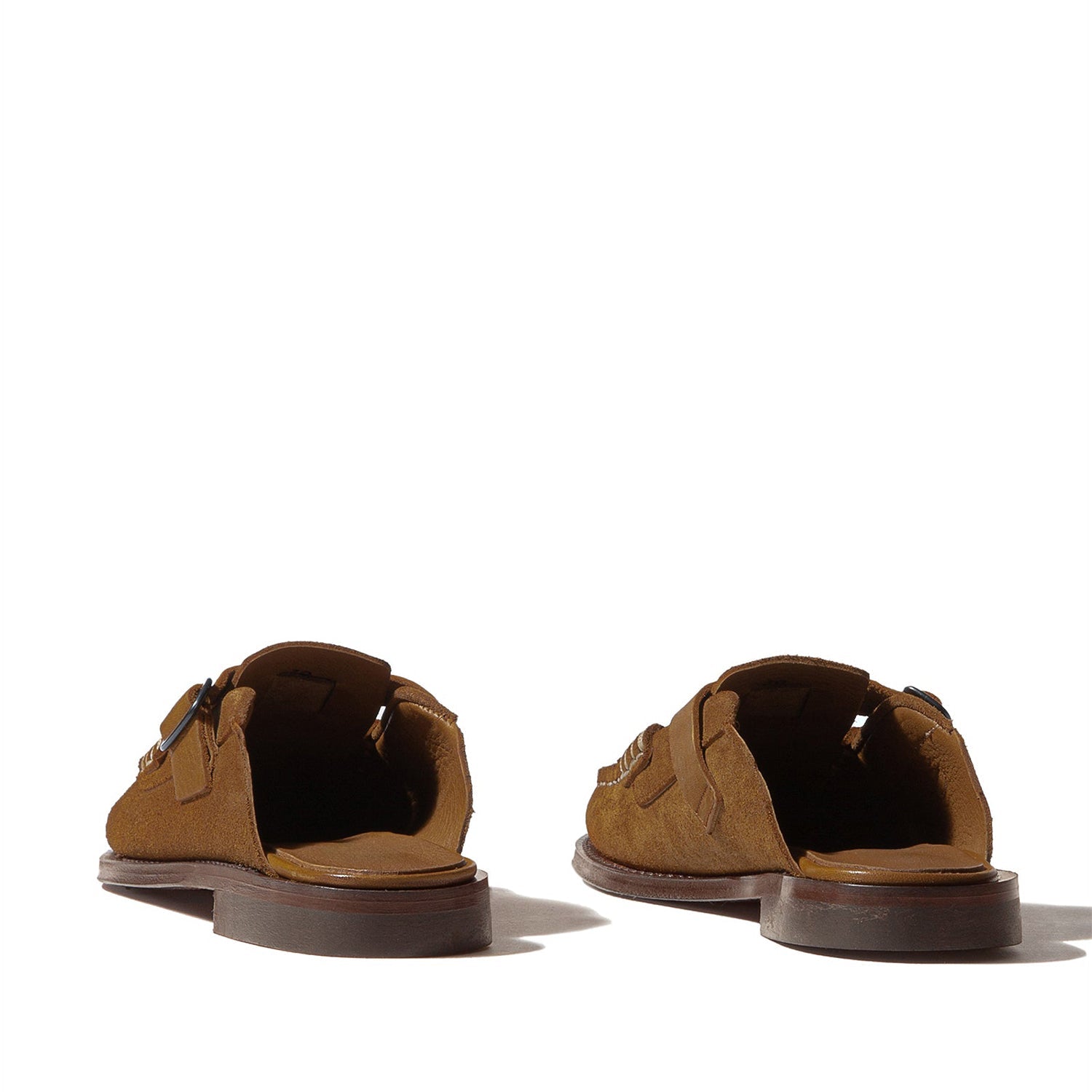 Men's Brown Buckle-strap Mule Loafer