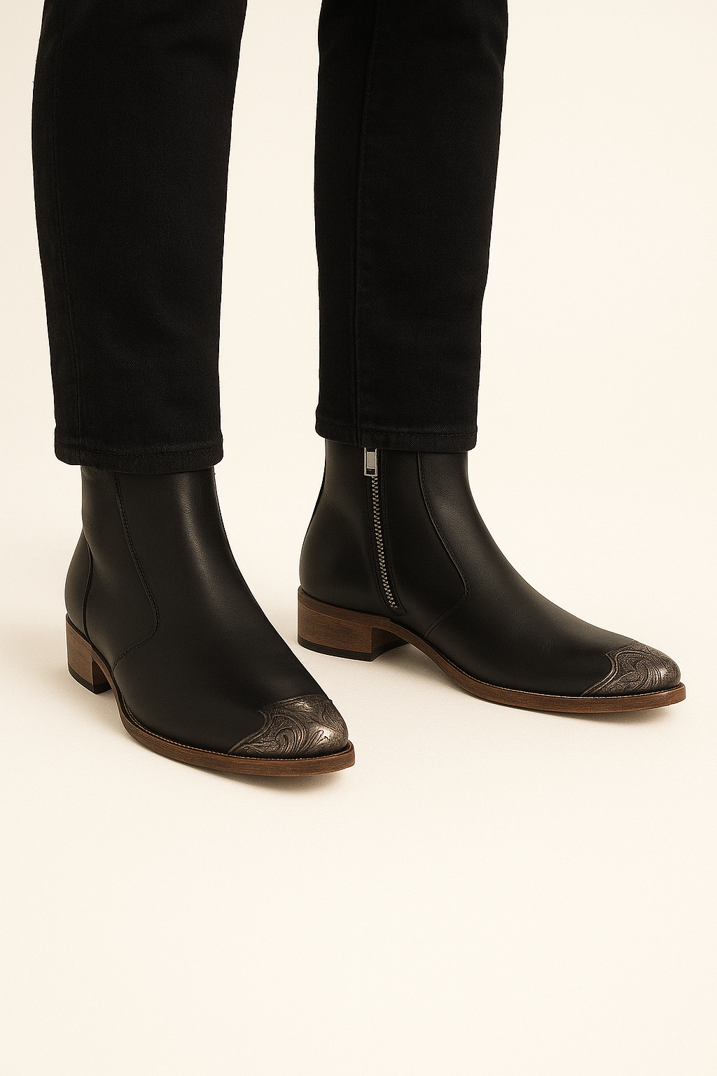 Side Zip Boot with Silver Toe