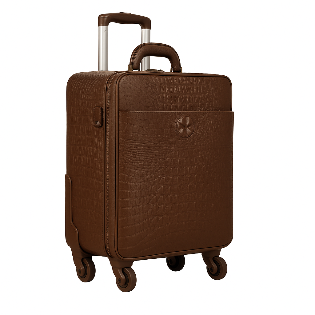 Premium Crocodile & Alligator Leather Brown Trolley Travel Bag