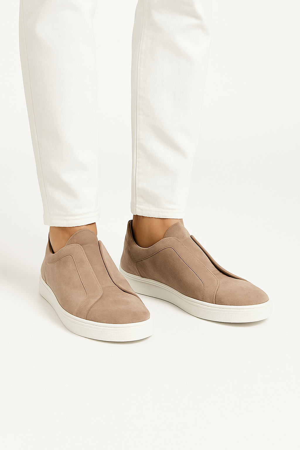 Handmade Suede Triple Stitch Sneaker Beige