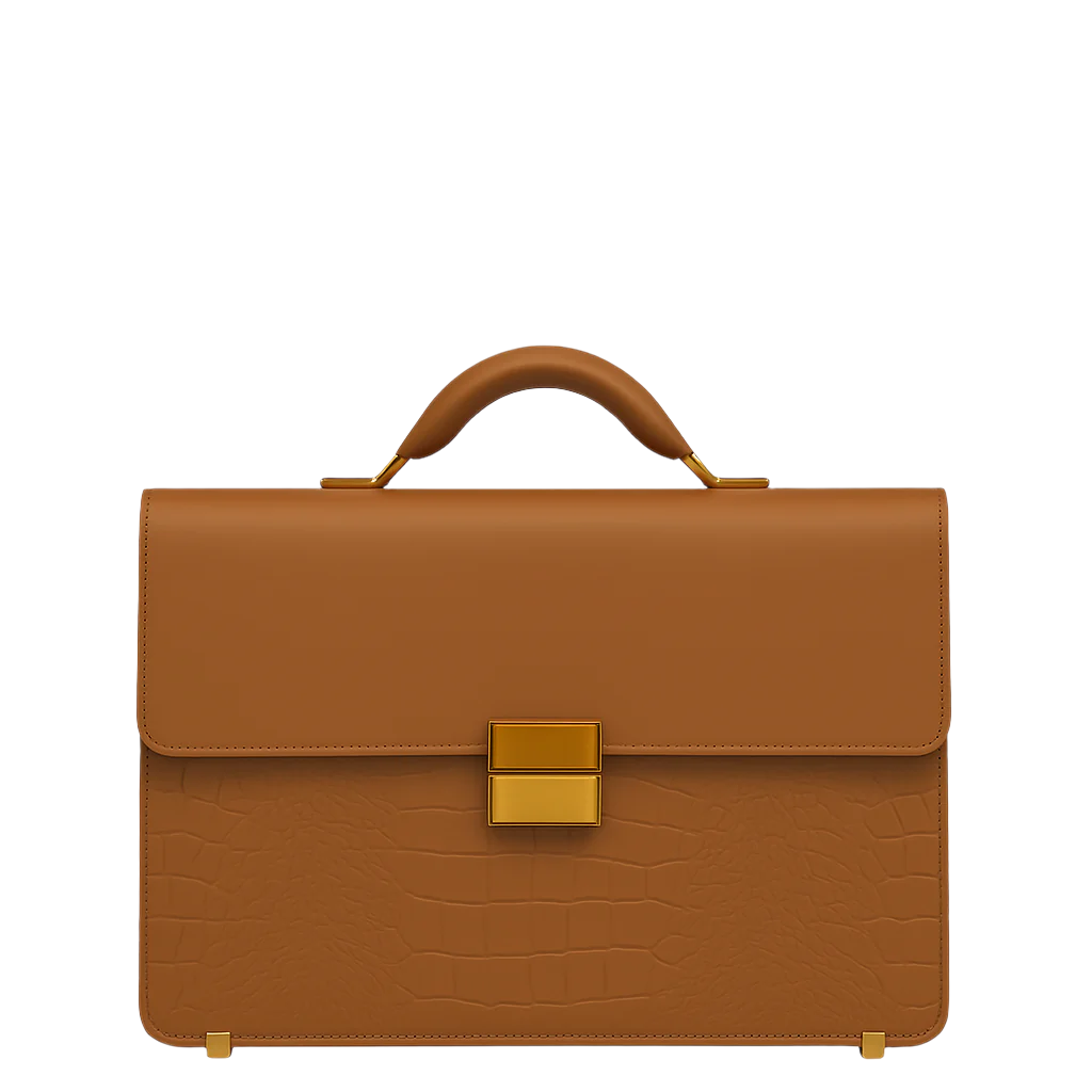 Luxurious Black Crocodile Textured Briefcase
