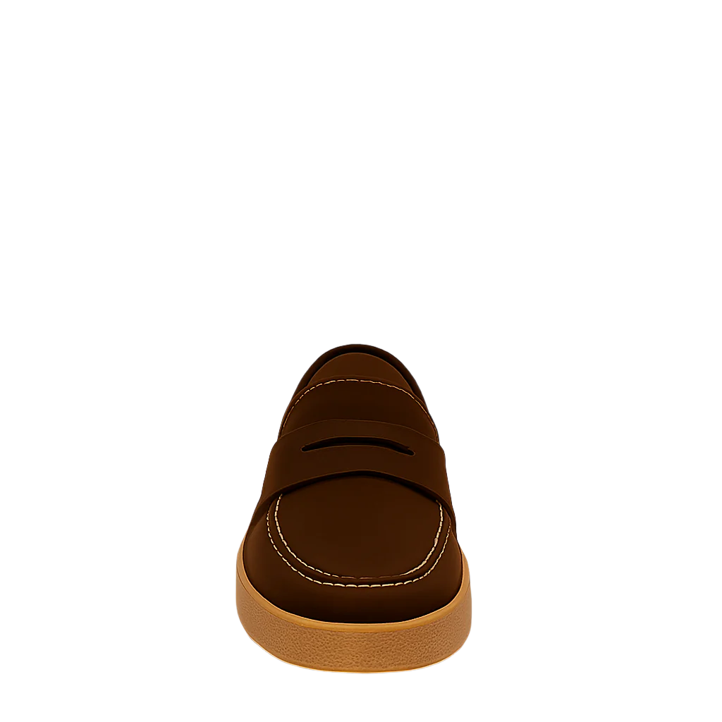 Men Suede Round Toe Loafer Burgundy